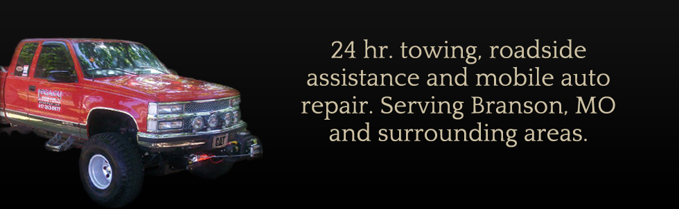 24 hr. towing, roadside assistance and mobile auto repair. Serving Branson, MO and surrounding areas.